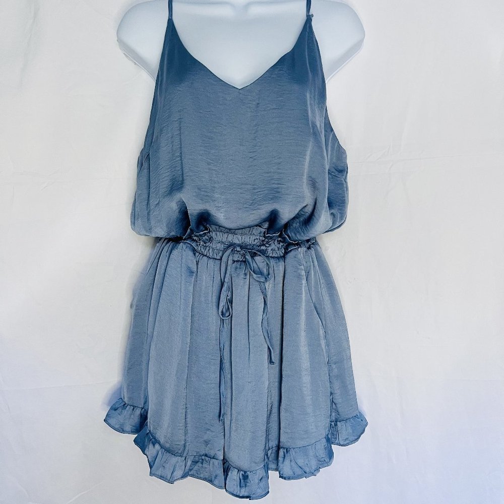 Ash Blue Romper With Pockets